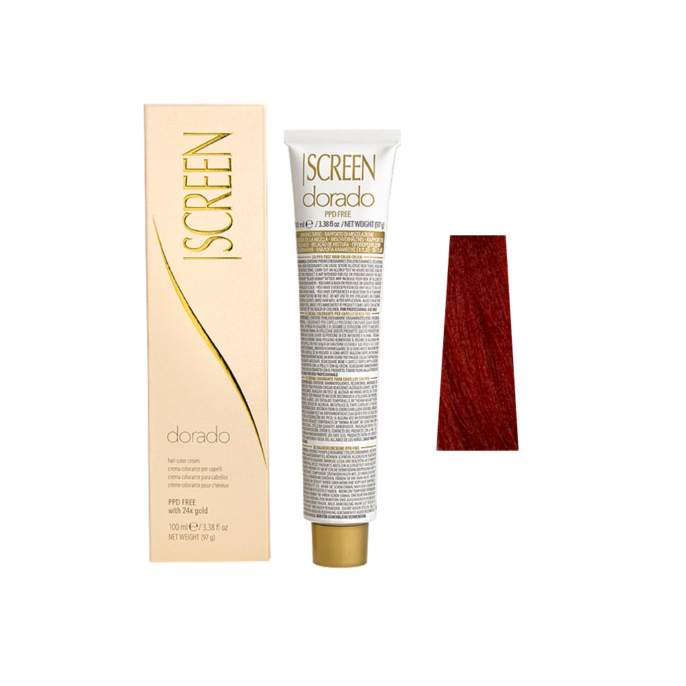 Крем-фарба для волосся перманентна з 24-каратним золотом SCREEN Dorado 7FF (7.66) Deep Flame Вlonde, 100 ml - 1